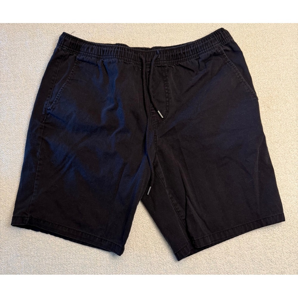 Forever 21 Men Black Chino Shorts Elastic Waist Drawstring Size Large